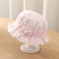 Miniatyrbild 2 av 6: Solhatt för babyflickor, blomspetsbroderi sommar UPF50+ bredbrättad bucket-hatt semester strandhatt med elastiskt hakband