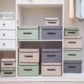 Miniatyrbillede 4 af 4: Foldbare opbevaringskasser med låg og håndtag - Opbevaring Beige - L
