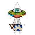 Målad UFO-hänge Ko Målat Glas Solskydd Fönsterpanel Dörrhängande Trädgård Heminredning