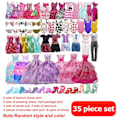 Miniatyrbild 2 av 4: 35-delad Barbie-dockkläder och accessoarer set Barbie-docka Dressup Dress Mini Fairy Collection Kläder Props Slumpmässig stil för flickor Present[DB]