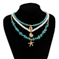 Miniatyrbillede 5 af 5: 3 Stykker Halskæder med Havtema Trendy Kravebenskæde Choker med Letvægtsdesign Til Sommerfester 05 necklace gold
