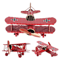 Pikkukuva 4 / 5: Rauta-lentokoneen malli Punainen Vintage Biplane käsityö Koti- ja kahvilakoristeeksi