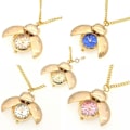 Miniatyrbillede 2 af 4: Nye Mariehøneure Bille Ur kvinder mænd børn lommeur studerende quartz ur nøgleringe lommeur halskæde ure guld White with keyring