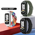 Miniatyrbild 5 av 5: För Xiaomi Smart Band 9 Active Redmi Band 3 Vävda Nylonarmband Snap-On Fodral Klockarmband - Armégrön Multicolor Army Green
