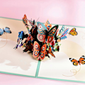 Miniatyrbillede 4 af 5: 3D-designet udsøgt pop-up kort med indviklet håndlavede sommerfugle, til festligheder og specielle øjeblikke - Inkluderer matchende kuvert