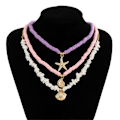 Miniatyrbillede 5 af 5: 3 Stykker Halskæder med Havtema Trendy Kravebenskæde Choker med Letvægtsdesign Til Sommerfester 04 necklace gold