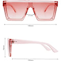 Pikkukuva 3 / 4: Neliönmuotoiset ylisuuret aurinkolasit naisille ja miehille, muodikkaat litteät suuret kehykset Transparent Pink