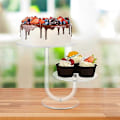 Miniatyrbillede 4 af 5: 2-lags Cupcake Display Stand Rund Akryl Kagehylde DIY Slik Dessert Tårn Rack Bryllupskage Dekoration
