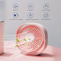 Pikkukuva 2 / 4: Pieni USB-pöytätuuletin, hiljainen, kannettava, 3 nopeusasetusta, 360° säädettävä kääntö kotikäyttöön ja matkoille (ei akkua) Pink