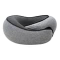 Nackkudde i Memory Foam för Resor, 360 Graders Stöd, U-formad Flygplanskudde med Justerbar Fästtejp, Sovkudde QingHai Dark Gray