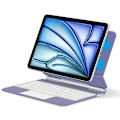Pikkukuva 1 / 5: iPad Air 11 (2024) (M2) Bluetooth-näppäimistö Magneettinen Ripustus PC+PU Nahka Tablet-kotelo - Violetti Multicolor Purple