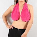 Miniatyrbillede 1 af 3: Dame Tata Håndklæde BH'er Crop Neck Wrap Lingeri Ensfarvet Fløjl Polyester Vdw Red M