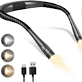 Miniatyrbilde 1 av 5: Oppladbar USB Nakke Leselys Glocusent LED Justering Øyebeskyttelse Lys For Nattlesing Amming Black