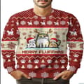 Jule 3D Digital Print Rundhals Sweater Gave - Størrelse L
