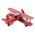 Pikkukuva 3 / 5: Rauta-lentokoneen malli Punainen Vintage Biplane käsityö Koti- ja kahvilakoristeeksi