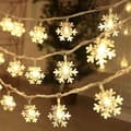 Ljusslinga, 6 m, 40 LED, snöflingor, batteridriven, vattentät, varmvit, för sovrum