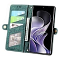 Miniatyrbillede 2 af 5: Til TCL 50 Pro NxtPaper 5G Etui med Lynlås, Geometriske Linjer, Læder Telefon Cover - Grøn Multicolor Green