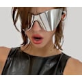Miniatyrbild 2 av 4: Överdimensionerade Punk Solglasögon Kvinnor Män Bågfri Solglasögon Dam Glasögon Goggle (Silver)