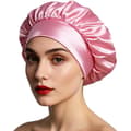Satin Nattmössa - 1 Styck - Slätt Tyg - Skydd för Lockigt Hår - Vuxna Kvinnor - Rosa