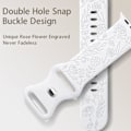 Miniatyrbilde 2 av 5: Blomstergravert rem kompatibel med Apple Watch armbånd 38mm 40mm 41mm for kvinner, erstatningsrem for iWatch Series SE 9 8 7 6 5 4 3 2 1, White