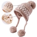 Miniatyrbild 3 av 5: Färgblockerad Twist Tre-Pompom Ullhatt