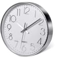 Premium Silver Väggklocka, Väggdekor, Modern Tyst Väggklocka för Hemmakontor Kök (25cm, Silver)