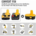 Pikkukuva 3 / 4: Dm18d Dca1820 Akkuadapteri USB:llä Dewalt 18V/20V ja Milwaukee M18 Litiumakulle, Muunnin Dewalt Nicad/Nim Dcb204 Dcb205 -akuille