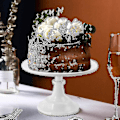 Miniatyrbild 4 av 5: Tårtställ i metall, runt piedestal, dessertställ, cupcake-ställ, bakverk, vit födelsedag Vi