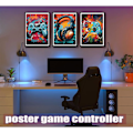 Miniatyrbilde 4 av 5: 3 stk. Kule Gaming Veggkunst Retro Videospill Akvarellplakater Bilder Fargerike Neon Gamepad Lerretstrykk 12x16in Uinnrammet