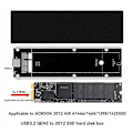 Miniatyrbillede 2 af 5: Til 2012 Air A1425 A1398 A1465 A1466 SSD Kabinet USB3.2 GEN2 6Gbps M.2 SATA SSD Boks SSD Kabinet A-C