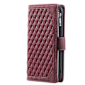 Miniatyrbild 2 av 5: För iPhone 14 Pro 6.1 tum Ficka med dragkedja Telefonfodral Texturerat PU-läder Flip Plånboksställ Wine red Style D iPhone 14 Pro