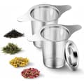 Miniatyrbillede 1 af 6: Te-filter 2 stk., te-infuser i 304 rustfrit stål, te-filter med låg til løs te, tåler opvaskemaskine