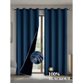Miniatyrbild 1 av 5: 1 st Mörkläggningsgardiner med Belagd Isolerande Foder, Gardiner för Vardagsrum, Sovrum, Kök, Heminredning, Rumsdekoration navy blue 132X213CM 1PCS&Grommet Top