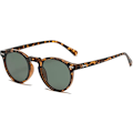 Miniatyrbillede 1 af 3: Retro Runde Polariserede Solbriller Herre Dame, Vintage Polariserede Solbriller Klassiske Trendy Shades Unisex UV Beskyttelse Leopard green