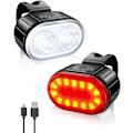 Pikkukuva 1 / 6: USB-ladattava polkupyörän valosarja, 350 lumenin erittäin kirkas etu- ja takavalo LED-takavalo, vedenpitävä IPX5, 4/6 tilaa, tilamuisti