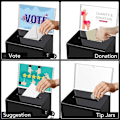 Miniatyrbillede 3 af 5: 1 Pakke Akryl Donationsboks med Lås, Sort Stemmeboks med Skiltholder, Forslagsboks til Indsamling