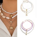Miniatyrbillede 2 af 5: 3 Stykker Halskæder med Havtema Trendy Kravebenskæde Choker med Letvægtsdesign Til Sommerfester 04 necklace gold