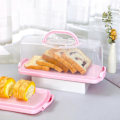 Miniatyrbilde 2 av 5: Kakeboks Rektangulær i Grønn med Dobbel Bærehåndtak for Sikker Transport av Kaker Muffins Kakebeholder med Klikklås
