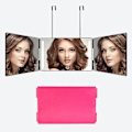 Pikkukuva 1 / 5: 3-suuntainen peili hiusten leikkaamiseen itse 360 peili LED-valoilla, kolminkertainen hiustenleikkuupeili ladattava ja korkeussäädettävä Rose with led