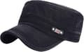 Unisex Cadet Army Cap Justerbar Flat Top Cap Vasket Bomuld Militær Hat Baseball Cap Black