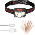 LED-hodelykt, USB-oppladbare lykter med bevegelsessensor, 300LM belysning med 8 moduser, IPX4 vanntett, 30 timers driftstid