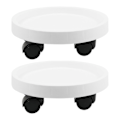 Miniatyrbillede 1 af 5: Fortykkede runde plantebakke med hjul, slidstærk mobil blomsterplantebase til store potteplanter 2 White 360