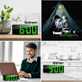 Miniatyrbild 4 av 4: Digital väckarklocka batteridriven, LED-reseväckarklockor bredvid eldriven icke-tickande med snooze-temperatur