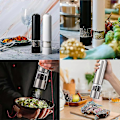 Miniatyrbillede 5 af 5: Elektrisk salt- og peberkværn og shaker sæt, batteridrevet med lys og justerbar, pakke med 2 - På lager 2pcs black