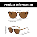 Miniatyrbillede 3 af 3: Retro Runde Polariserede Solbriller Herre Dame, Vintage Polariserede Solbriller Klassiske Trendy Shades Unisex UV Beskyttelse Leopard brown