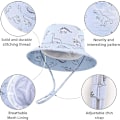 Miniatyrbild 3 av 4: Baby Solhatt Småbarn Solskyddshatt för Baby Pojkar Flickor Barn Sommar Bucket Hatt UPF 50+ Vikbar Strandhatt Blue