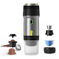 Pikkukuva 1 / 5: Kannettavat sähköiset espressokeittimet, 3-in-1 matkahöyrykeitin retkeilyautoon, USB-lataus ja langaton lämmitys, ihanteellinen matkailuautoon, patikointiin, toimistoon Silver