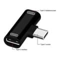 Miniatyrbilde 3 av 5: 2-i-1 USB C Splitter Type C Hann til Dobbel Type C Hunn Hodetelefonlader -Sy black
