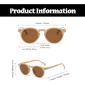 Miniatyrbillede 3 af 4: Retro Runde Polariserede Solbriller Herre Dame, Vintage Polariserede Solbriller Klassiske Trendy Shades Unisex UV Beskyttelse Brown Brown