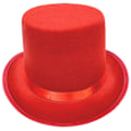 Miniatyrbillede 1 af 4: Roll Trim Top Hat til Kvinde Mand Sceneoptrædener Gentleman Hat Temafest Maskerader Udklædning Hovedbeklædning Nonwoven Hat Rød M Red M